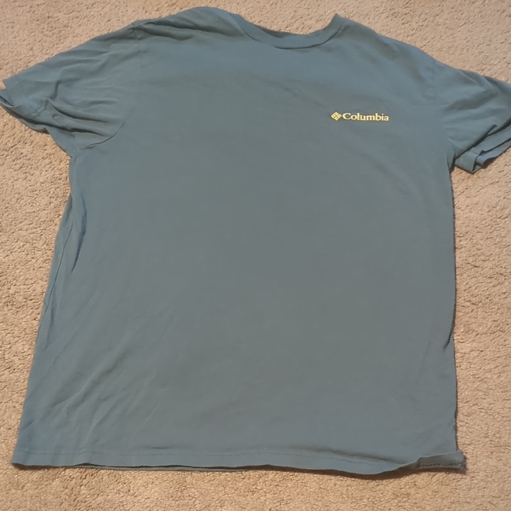 Columbia Men's Teal T-Shirt with Yellow Emblem